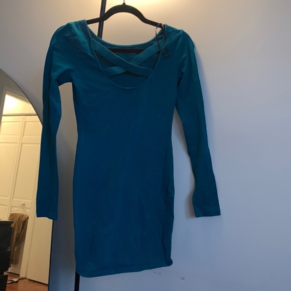 Cross Back Blue Body Con - Picture 1 of 2